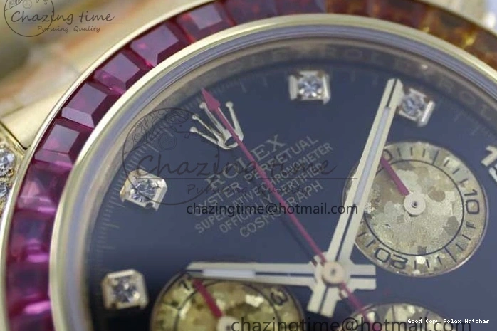 AAA Replica Watches 116595RBOW Black on A Diamonds 2406 Best YG 904L YG Dial Edition Bracelet Effortless TWF 1:1 Steel Daytona YG 0109